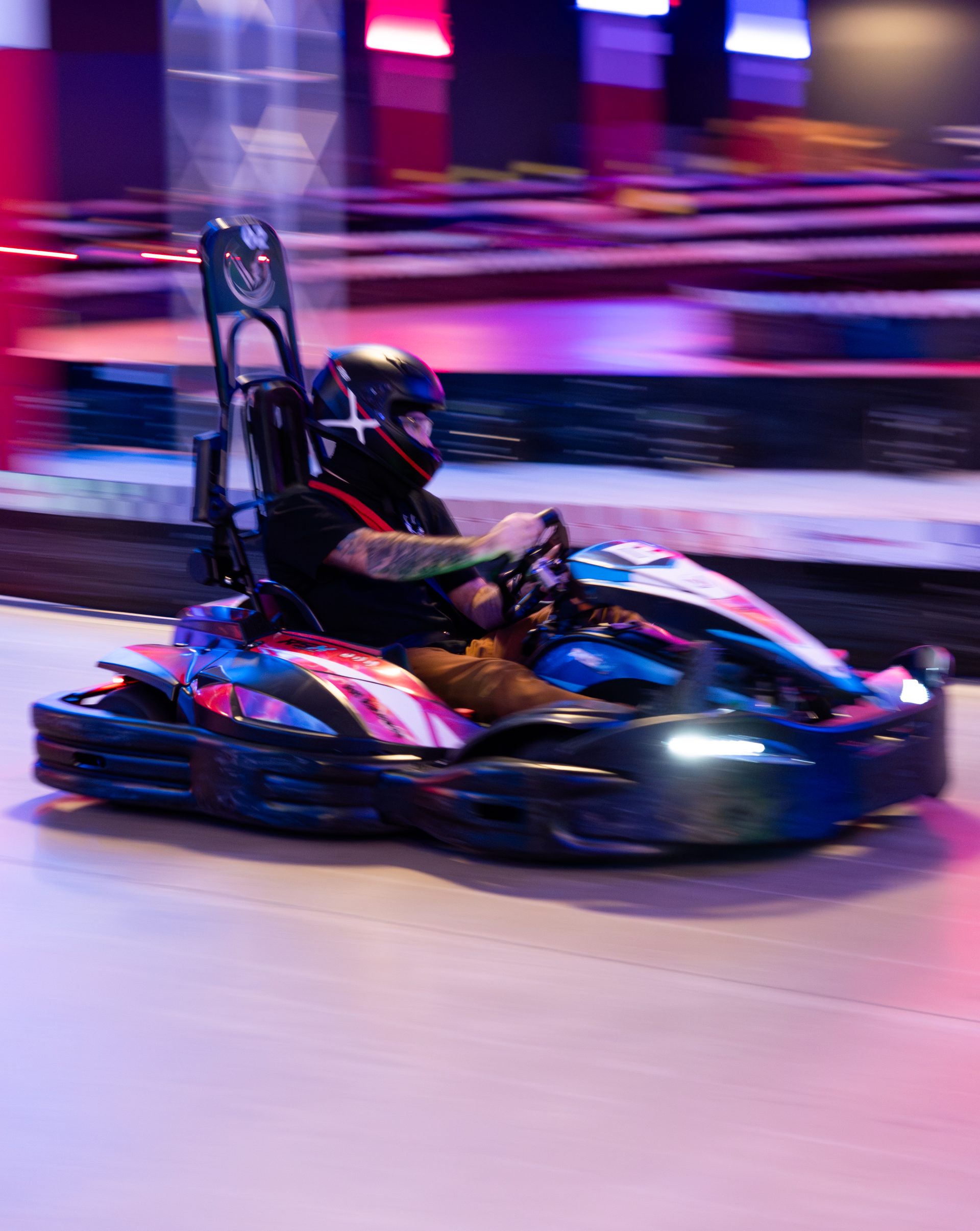 Go-kart racer close-up